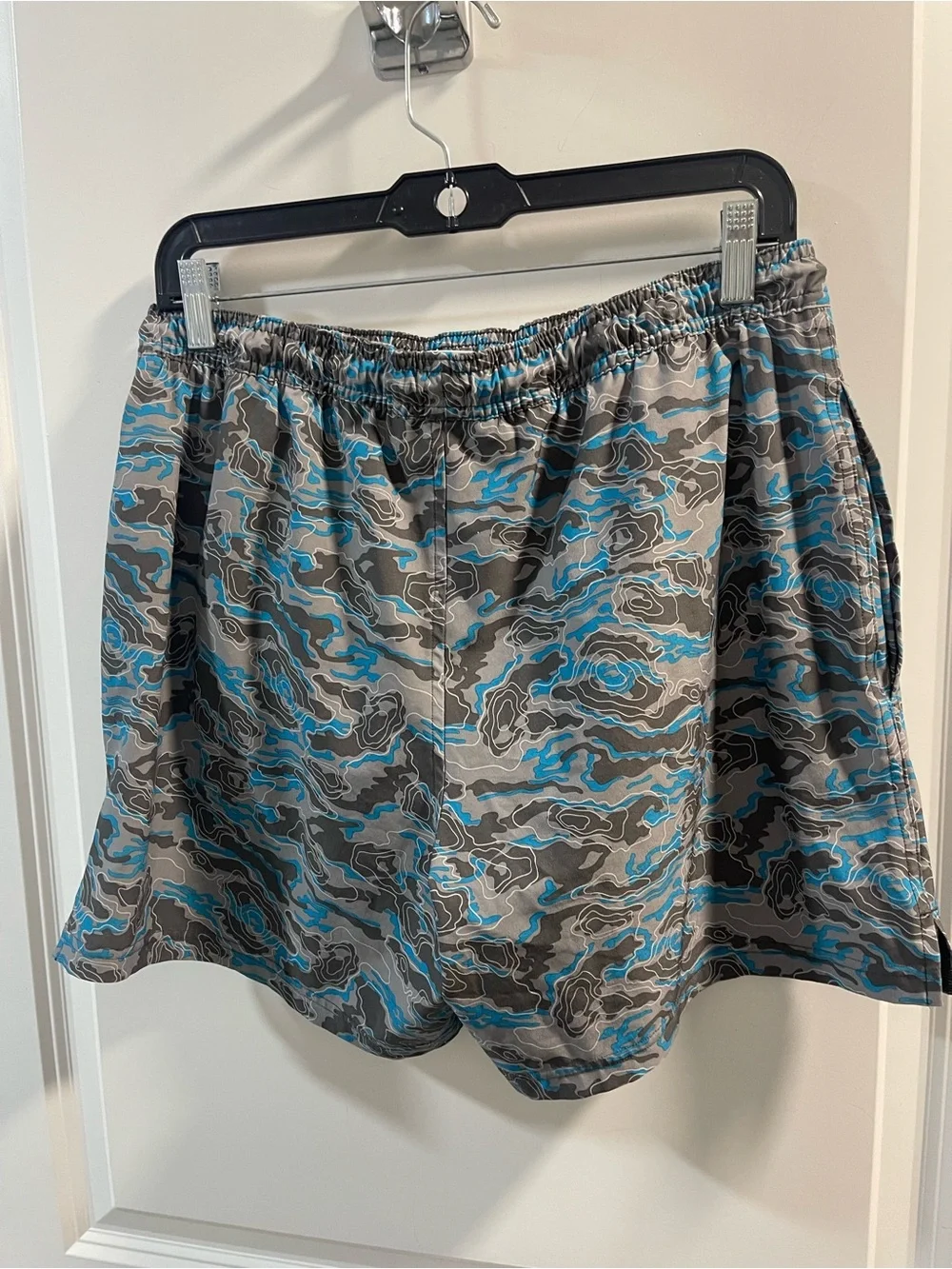 Gymshark Men's Blue & Gray Camouflage Swim Trunks